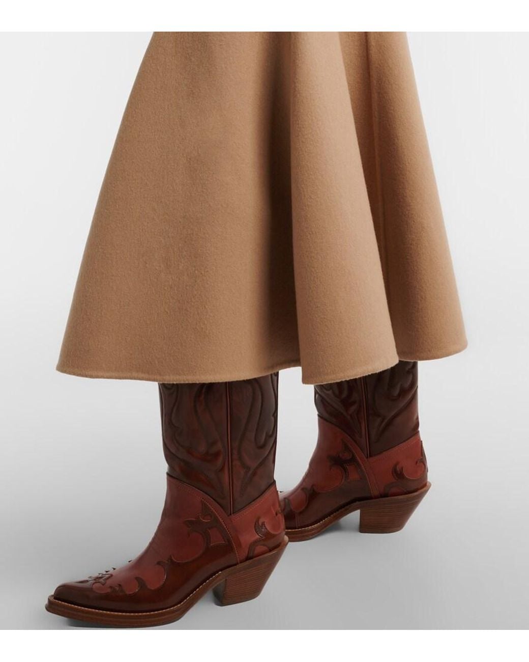 Gabriela Hearst Brown Patterson Cashmere Midi Skirt