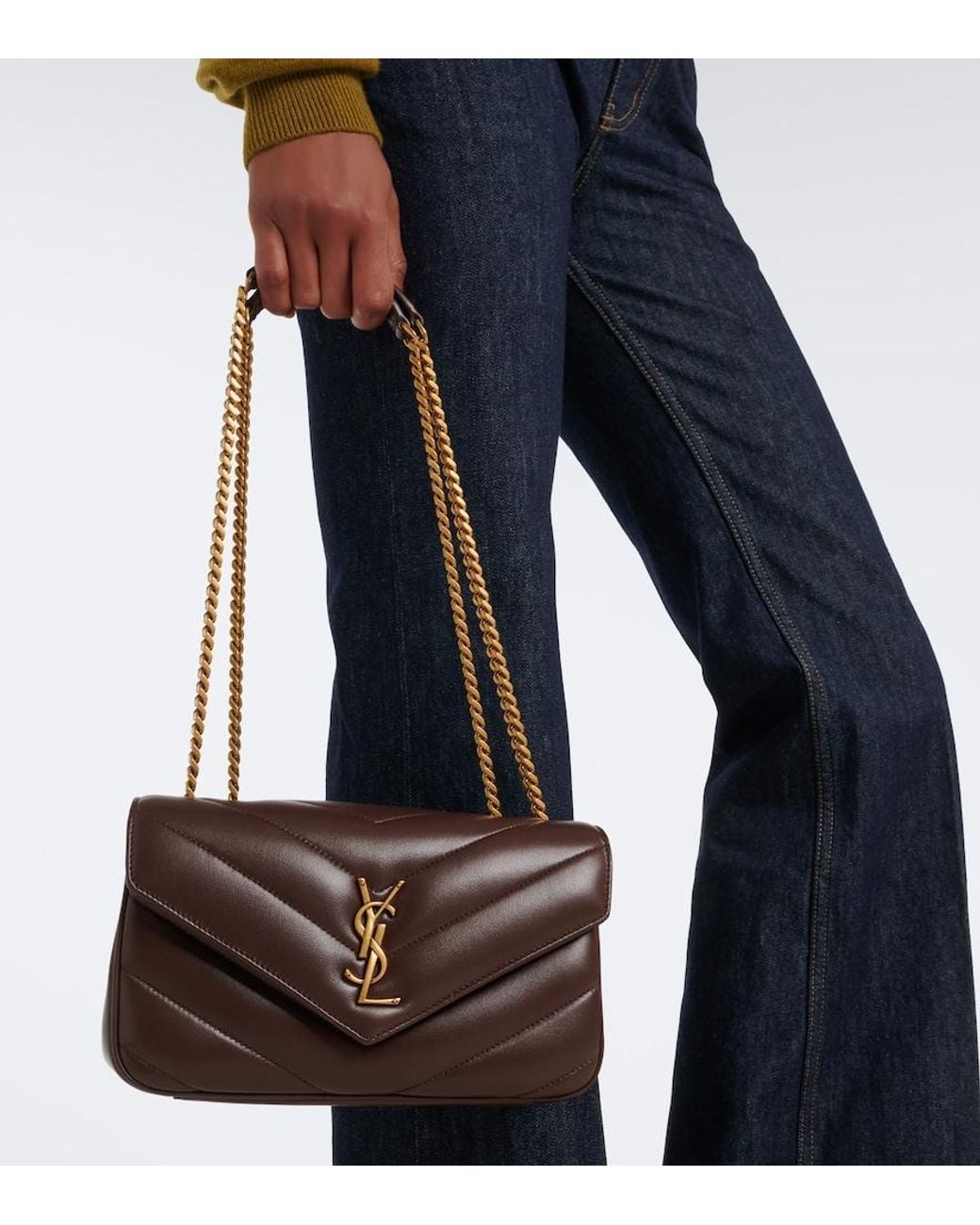 Saint Laurent White Loulou Small Leather Shoulder Bag