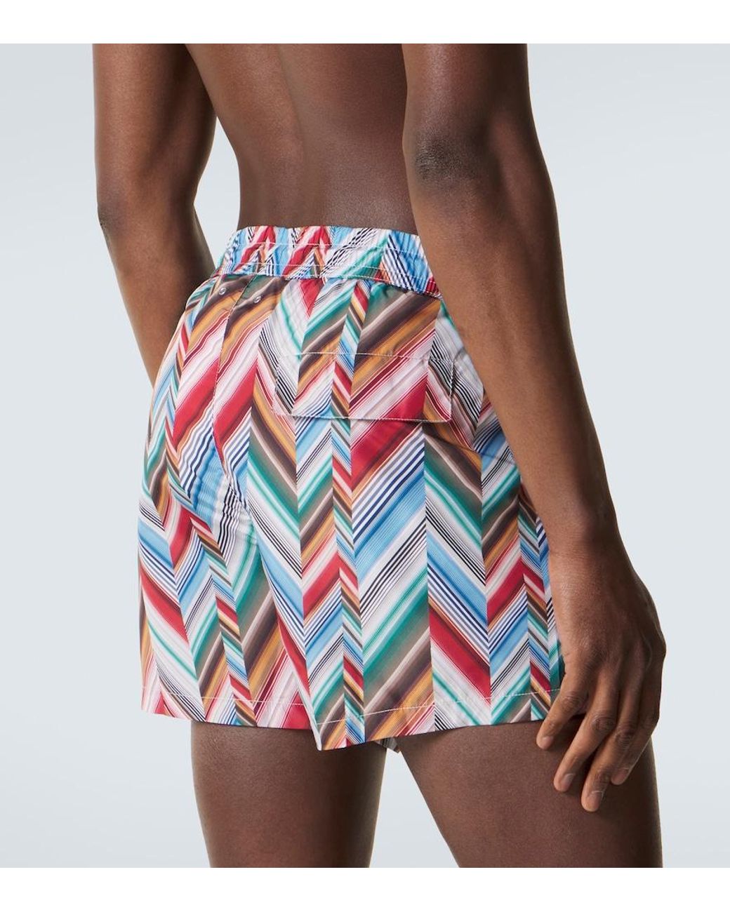 Missoni White Zigzag Swim Trunks for men