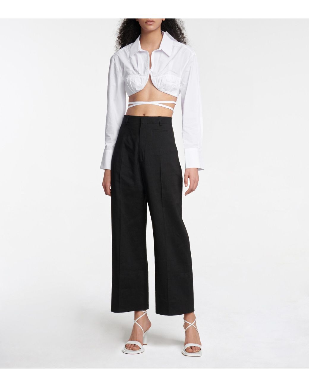 Jacquemus La Chemise Baci Cropped Cotton Shirt in White | Lyst
