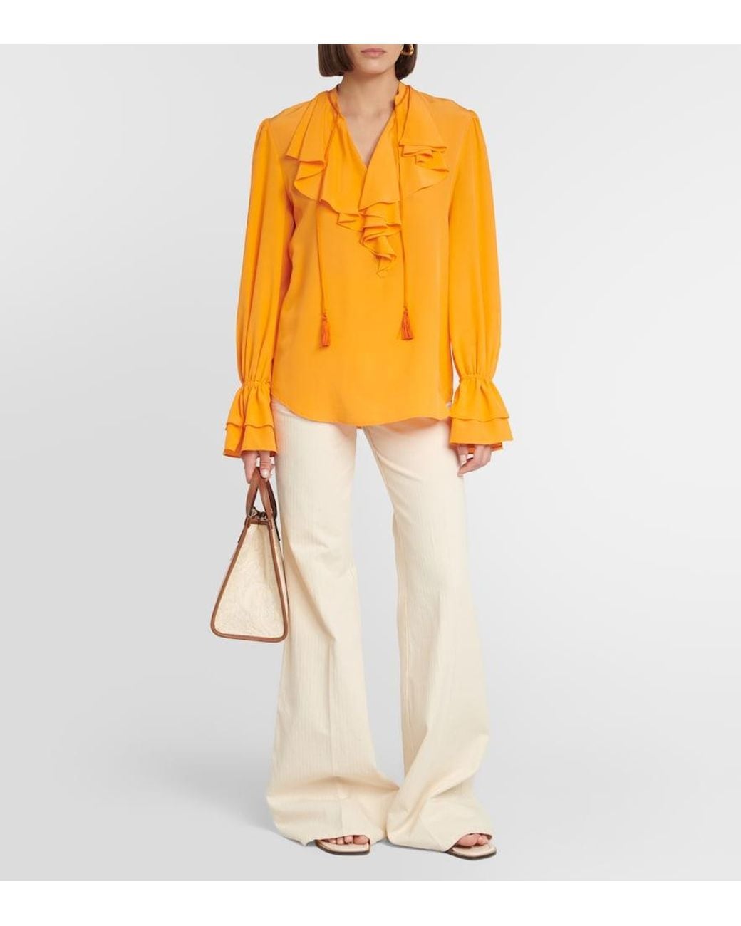 Etro Orange Silk Blouse