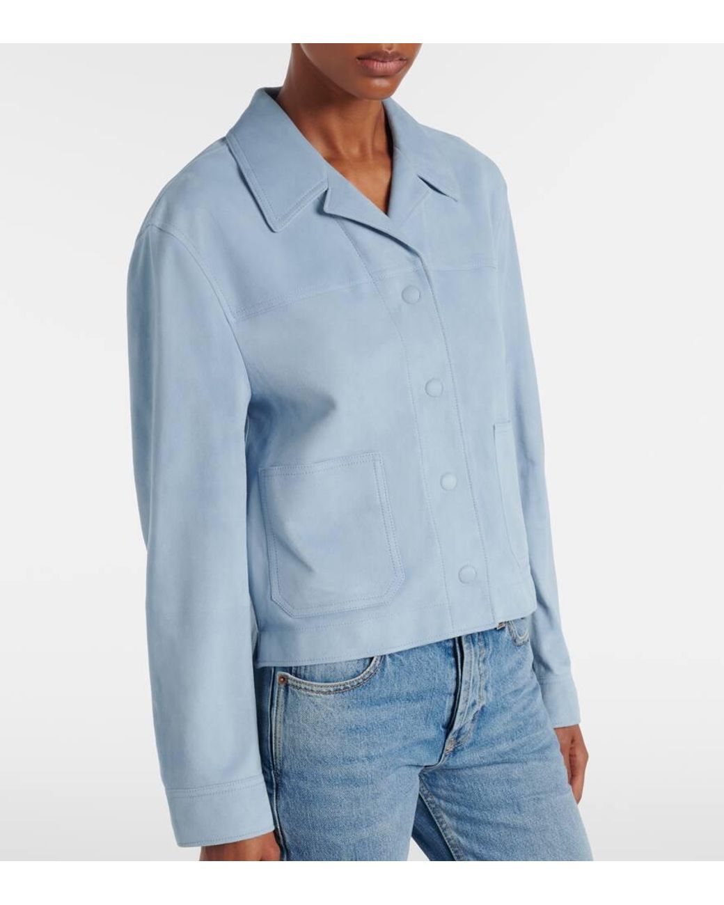 Tom Ford Blue Cropped Suede Blouson Jacket