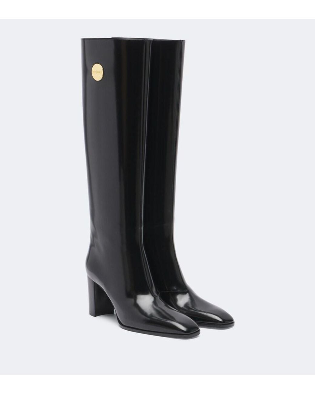 Saint Laurent Black Louis Leather Knee-High Boots