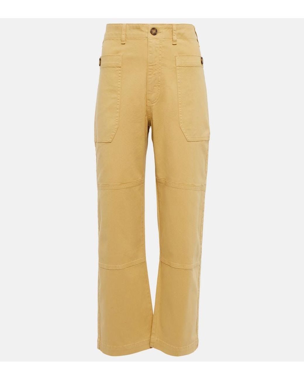 FRAME Natural High-Rise Cropped Cargo Pants