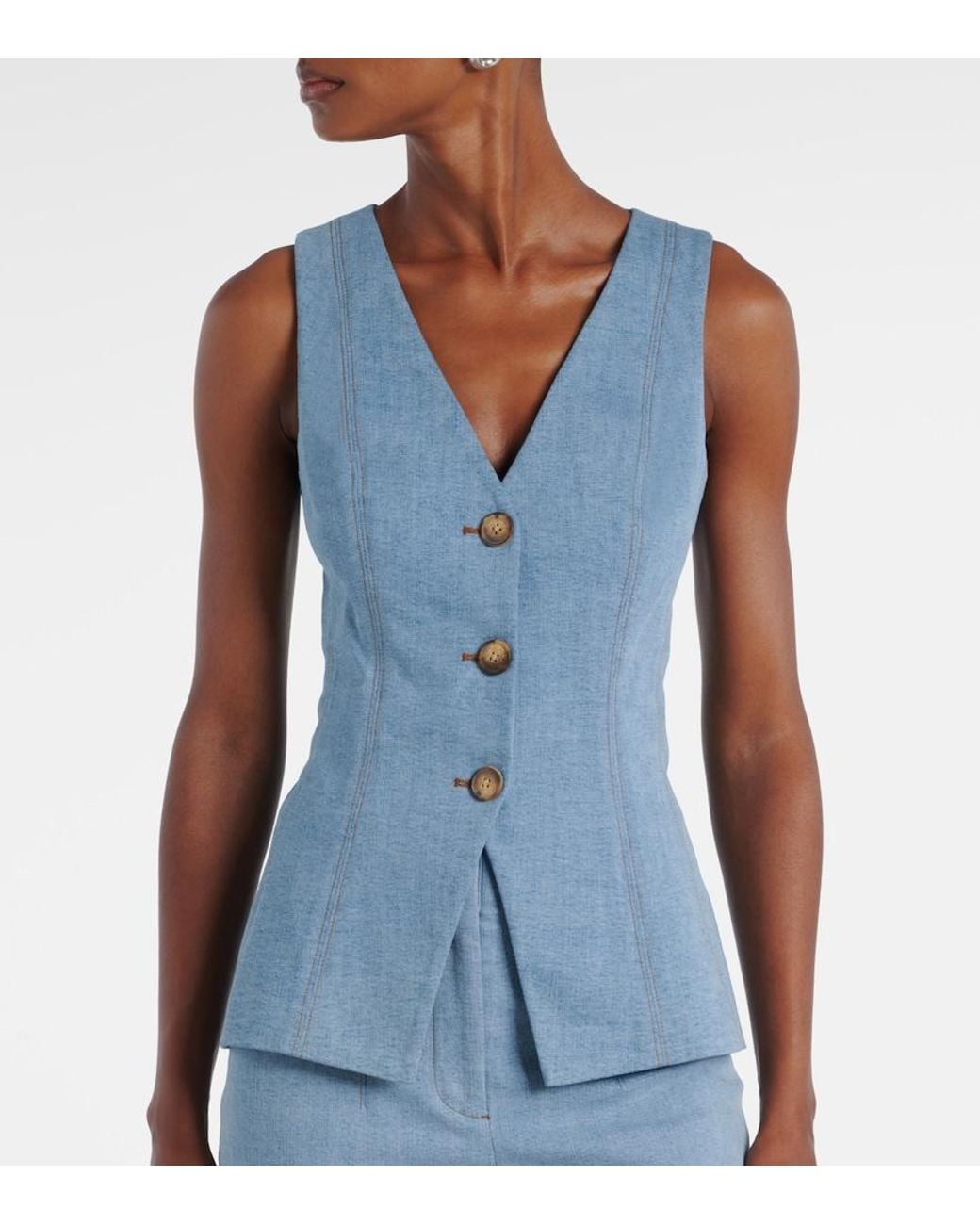 Veronica Beard Blue Avalina Denim Vest
