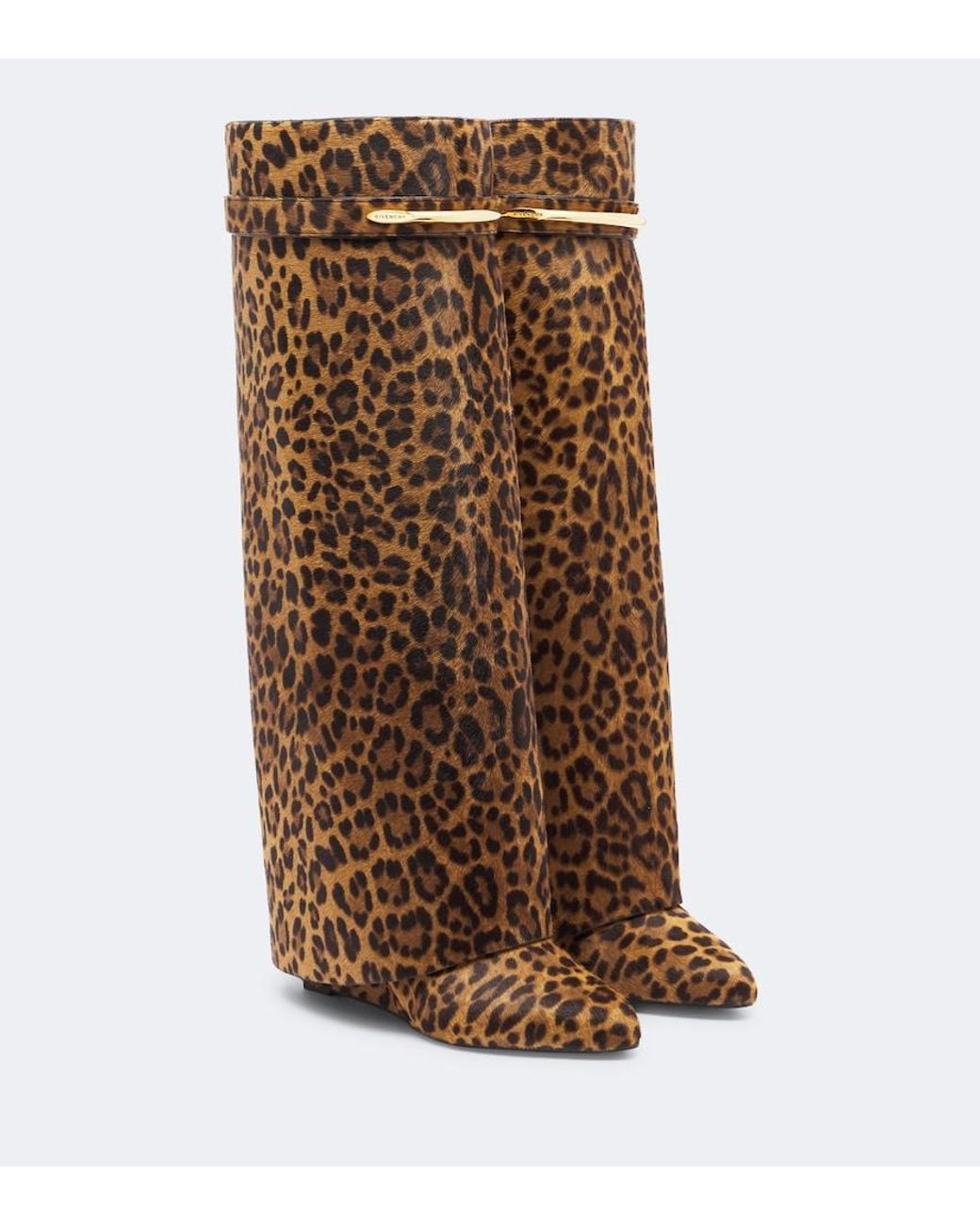 Givenchy Brown Shark Pinch Calf Hair Knee-High Boots