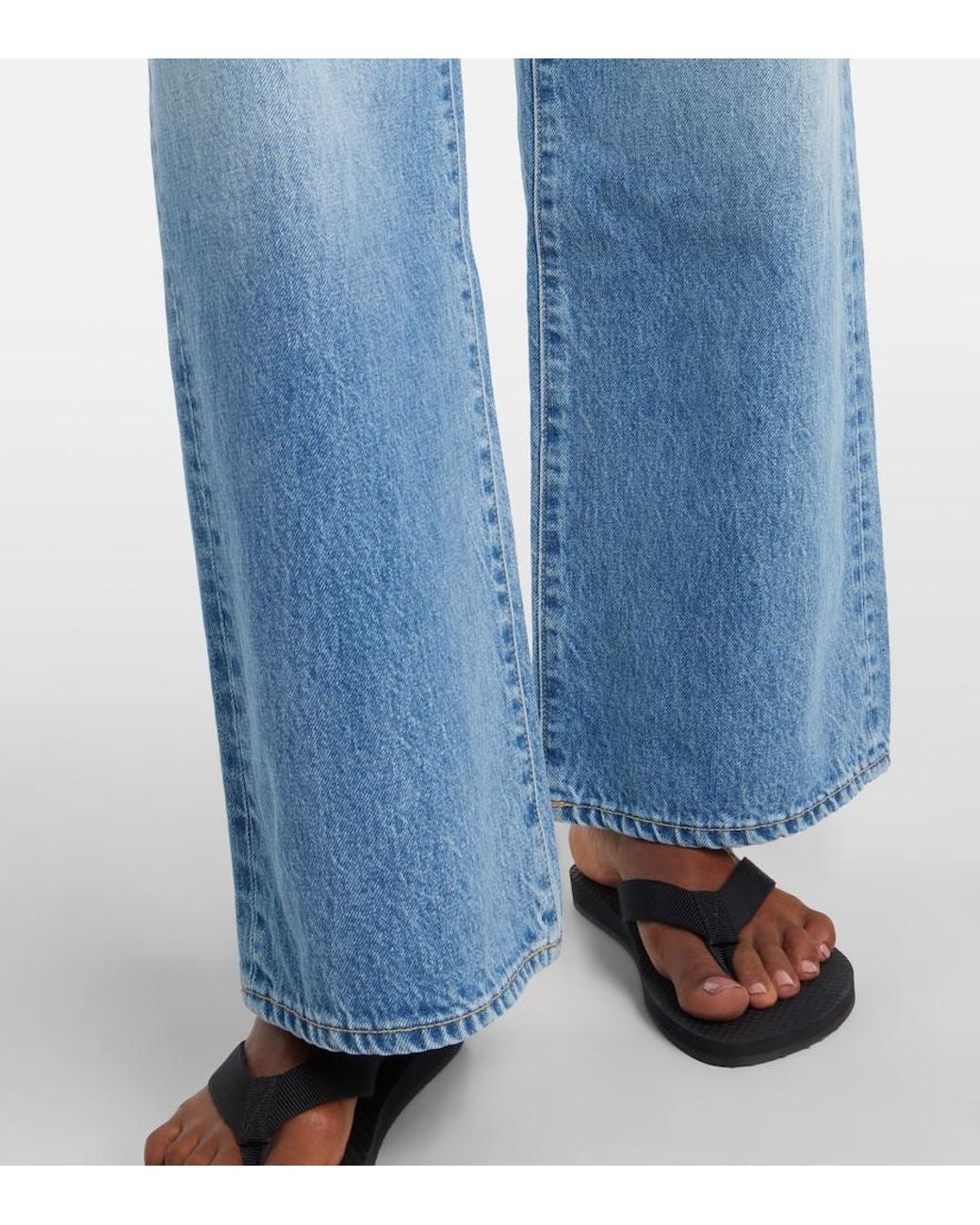 SLVRLAKE Denim Blue Selena Mid-Rise Wide-Leg Jeans