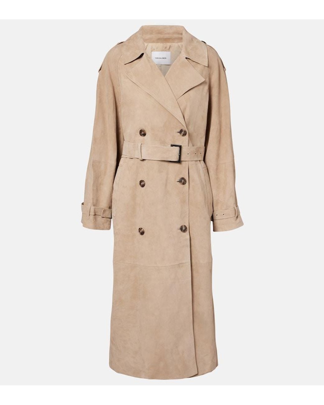 Yves Salomon Natural Suede Trench Coat