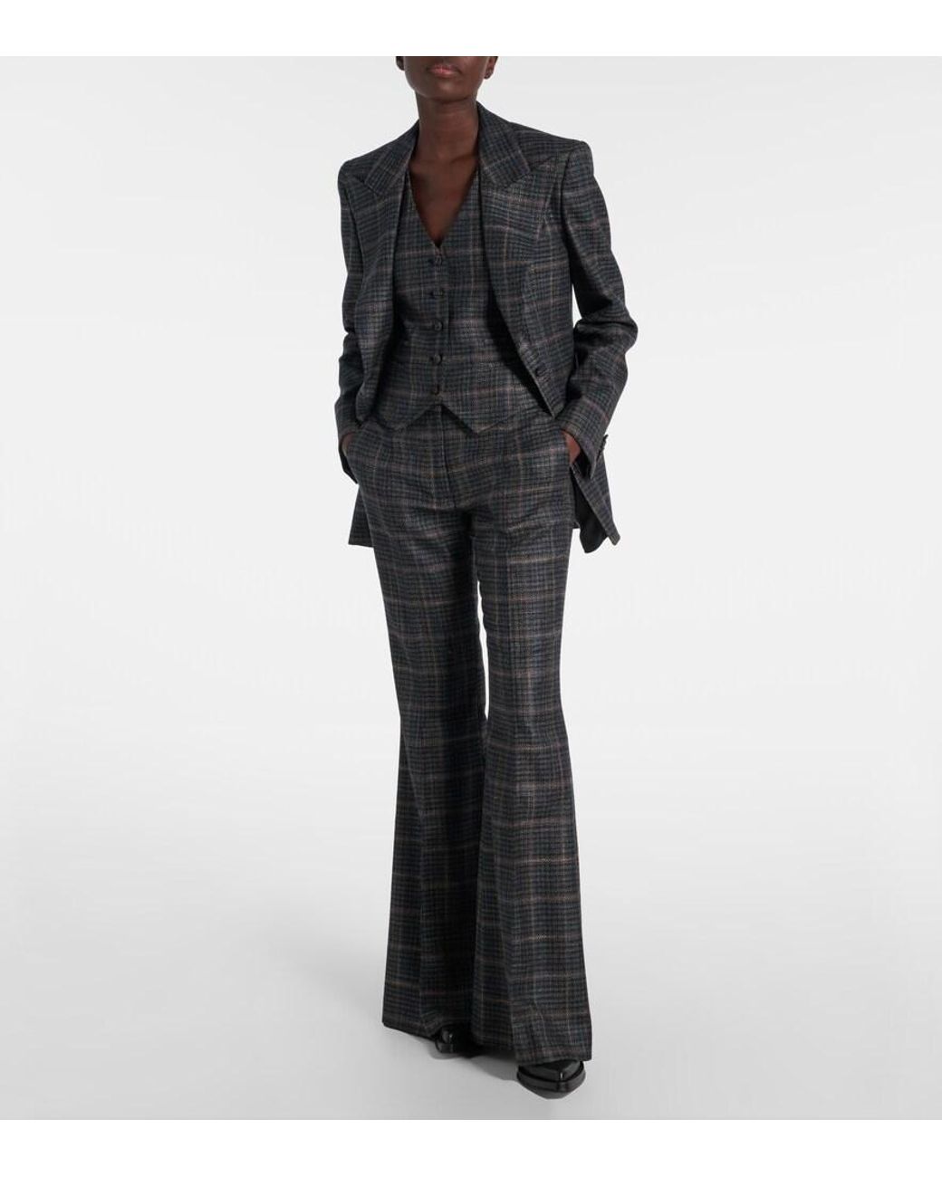 Gabriela Hearst Gray Coleridge Checked Wool And Silk Vest