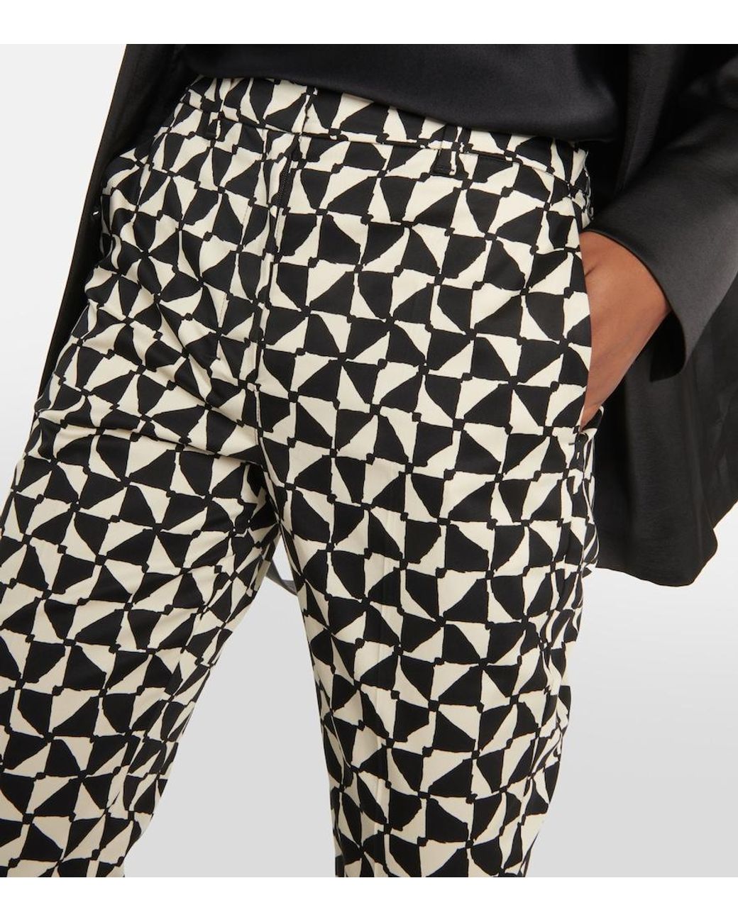 Max Mara Black Nereo Printed Cropped Pants