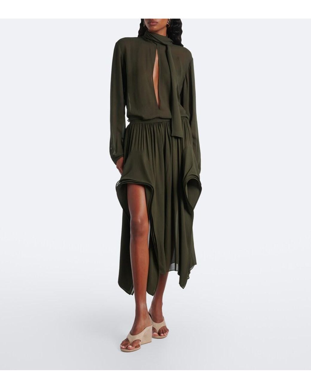 Alaïa Brown Cube 75 Suede Thong Sandals