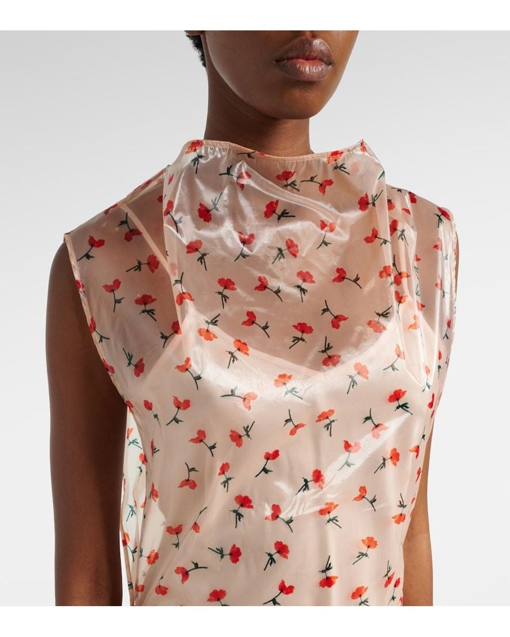 Jil Sander Pink Floral Midi Dress