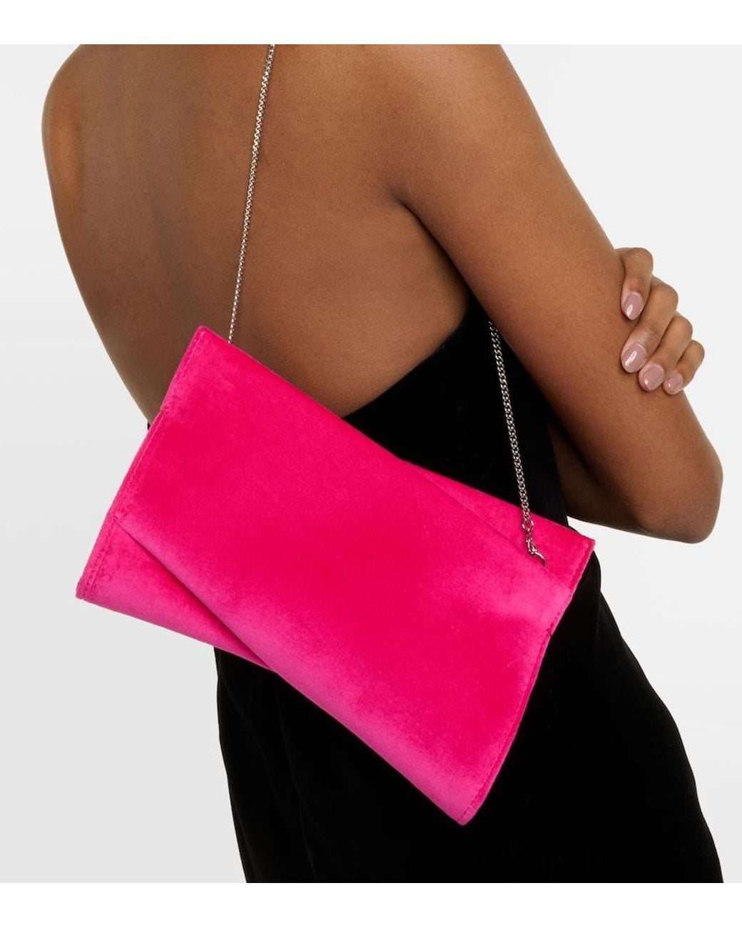 Christian Louboutin Pink Loubitwist Small Cotton Velvet Clutch