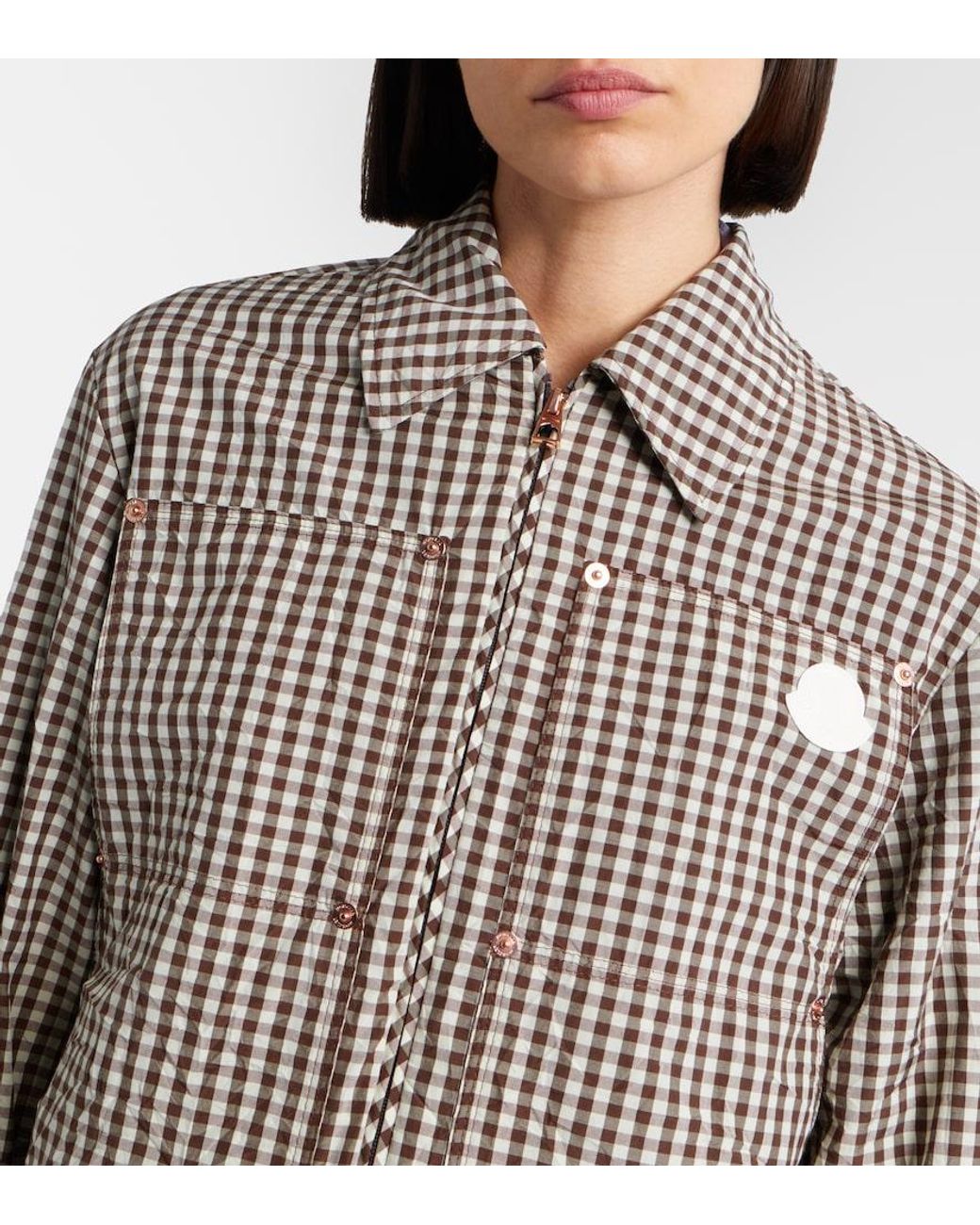Moncler Brown Checked Cotton-Blend Jacket