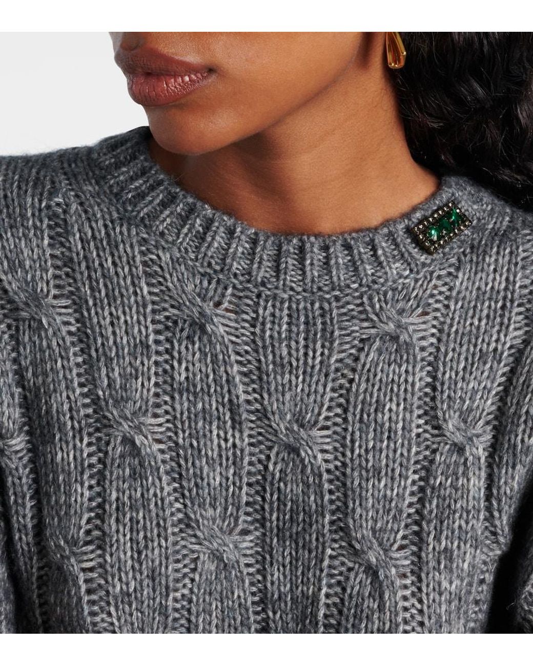 Max Mara Gray Cotton, Alpaca, And Wool Sweater