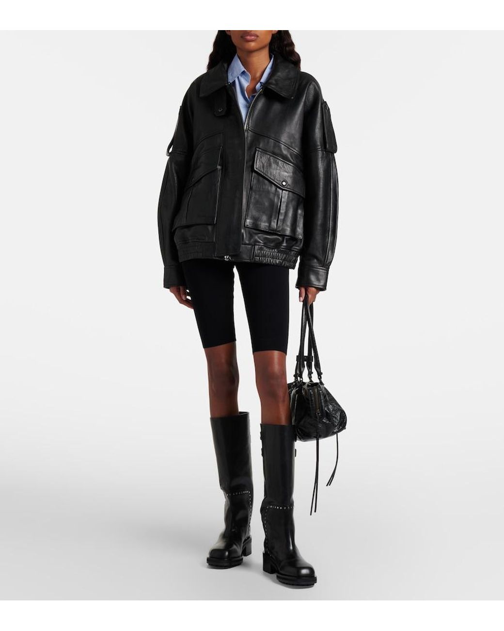 Jimmy Choo Black Brooklyn Leather Biker Boots