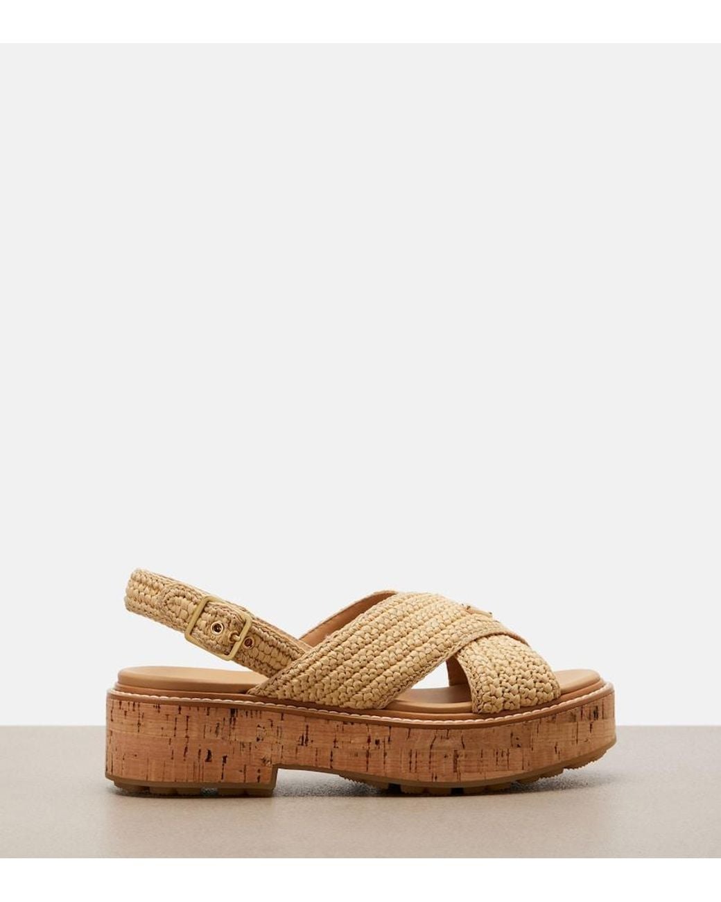 Prada Brown Crochet Raffia-Effect Slingback Sandals