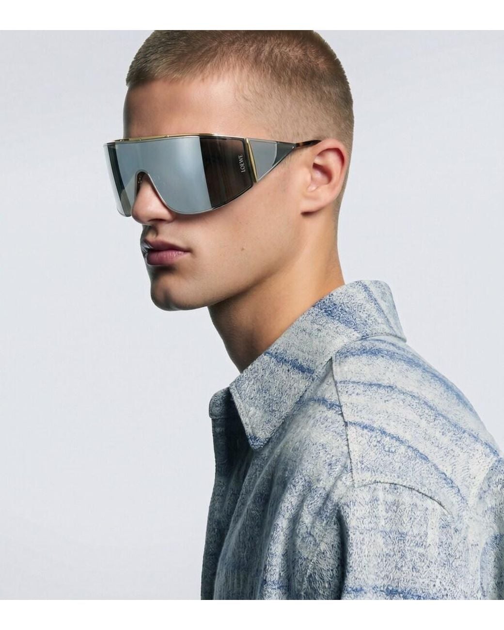 Loewe White Paula's Ibiza Speed Shield Sunglasses for men