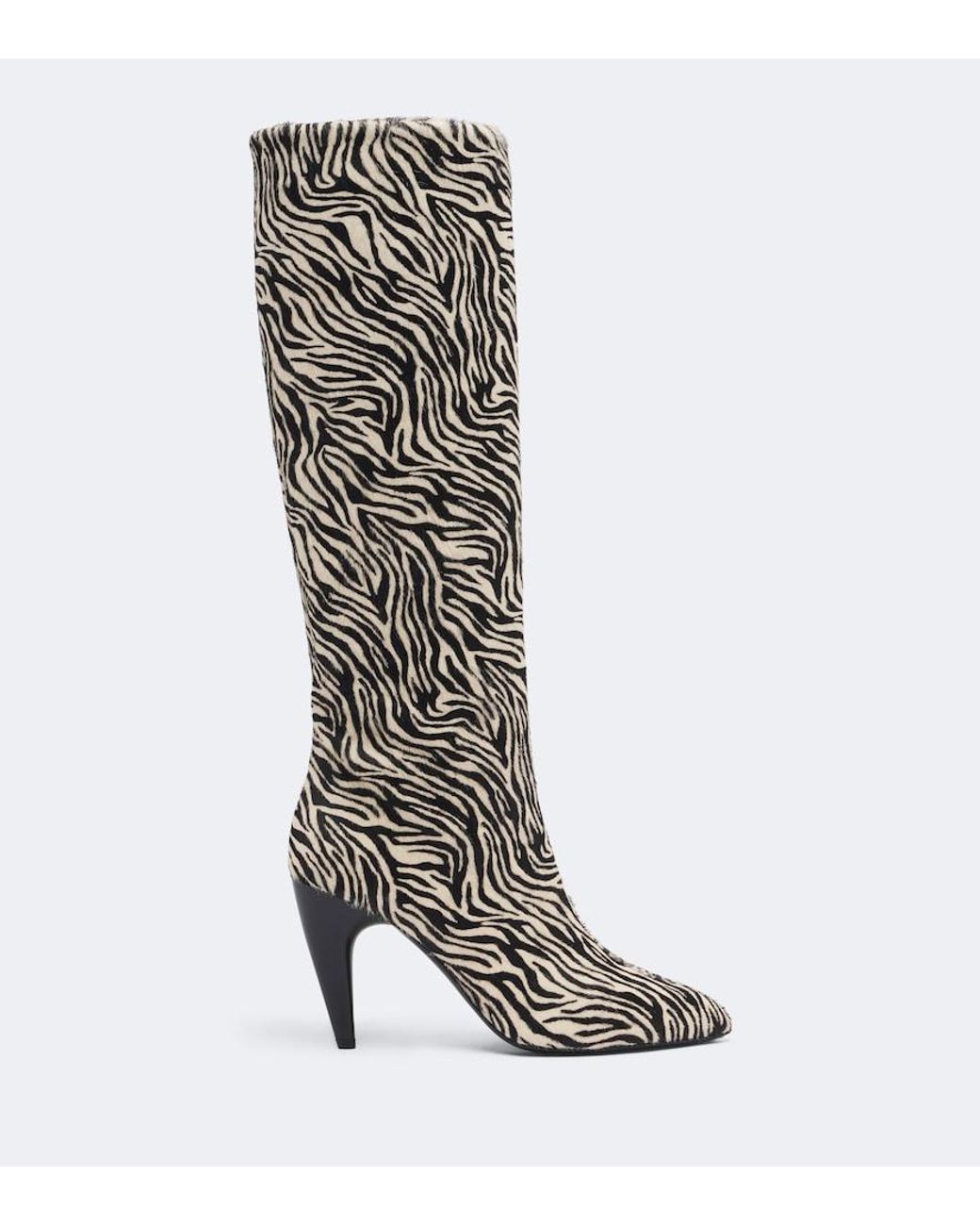 Isabel Marant Black Jany Zebra-Print Calf Hair Knee-High Boots
