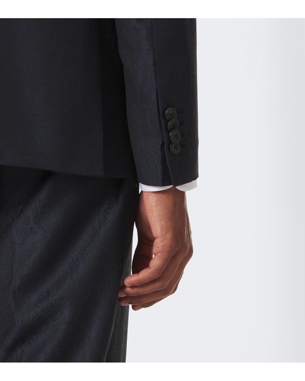Etro Blue Wool Jacquard Blazer for men