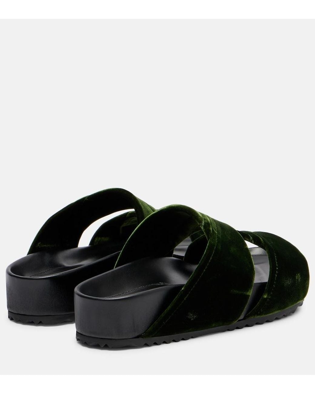 Dries Van Noten Black Leather-Trimmed Velvet Slides