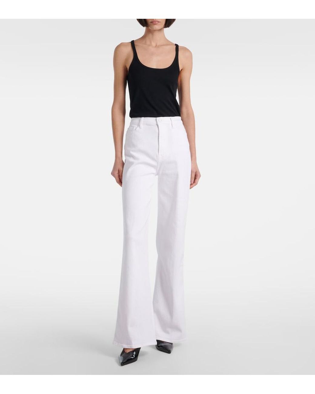 7 For All Mankind White Jo High-Rise Wide-Leg Jeans