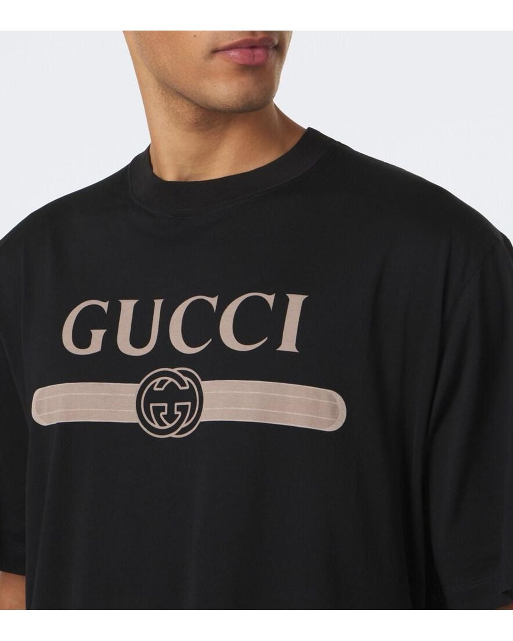 Gucci Black Interlocking G Printed Cotton Jersey T-Shirt for men