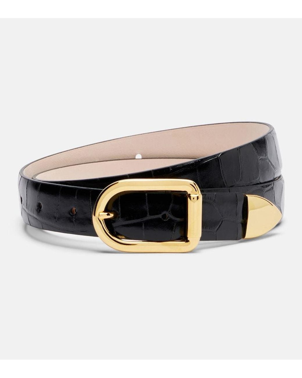 DEHANCHE Black Mija Croc-Effect Leather Belt