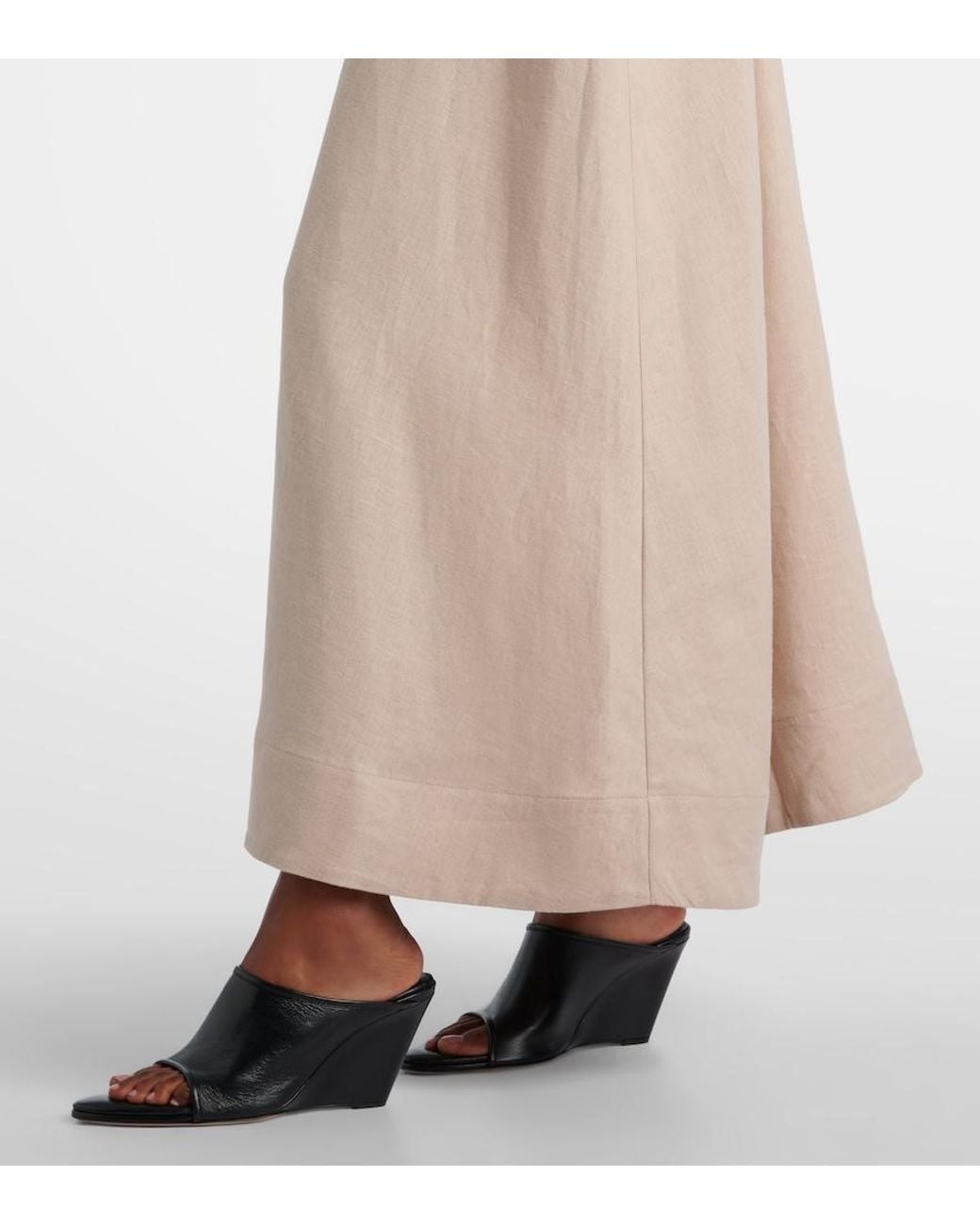 Asceno Natural Capri Linen Maxi Dress