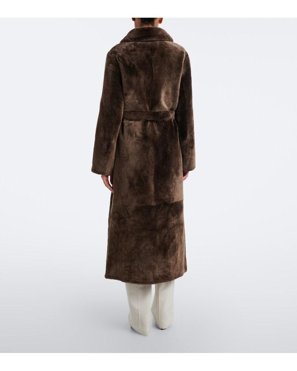 Yves Salomon Brown Reversible Shearling And Leather Coat