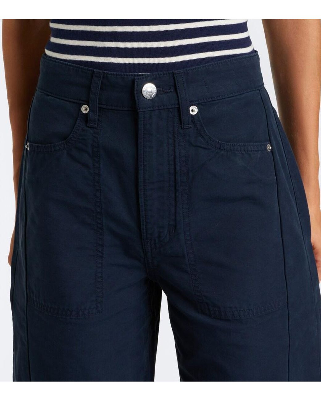 Veronica Beard Blue Sloan Barrel-Leg Jeans