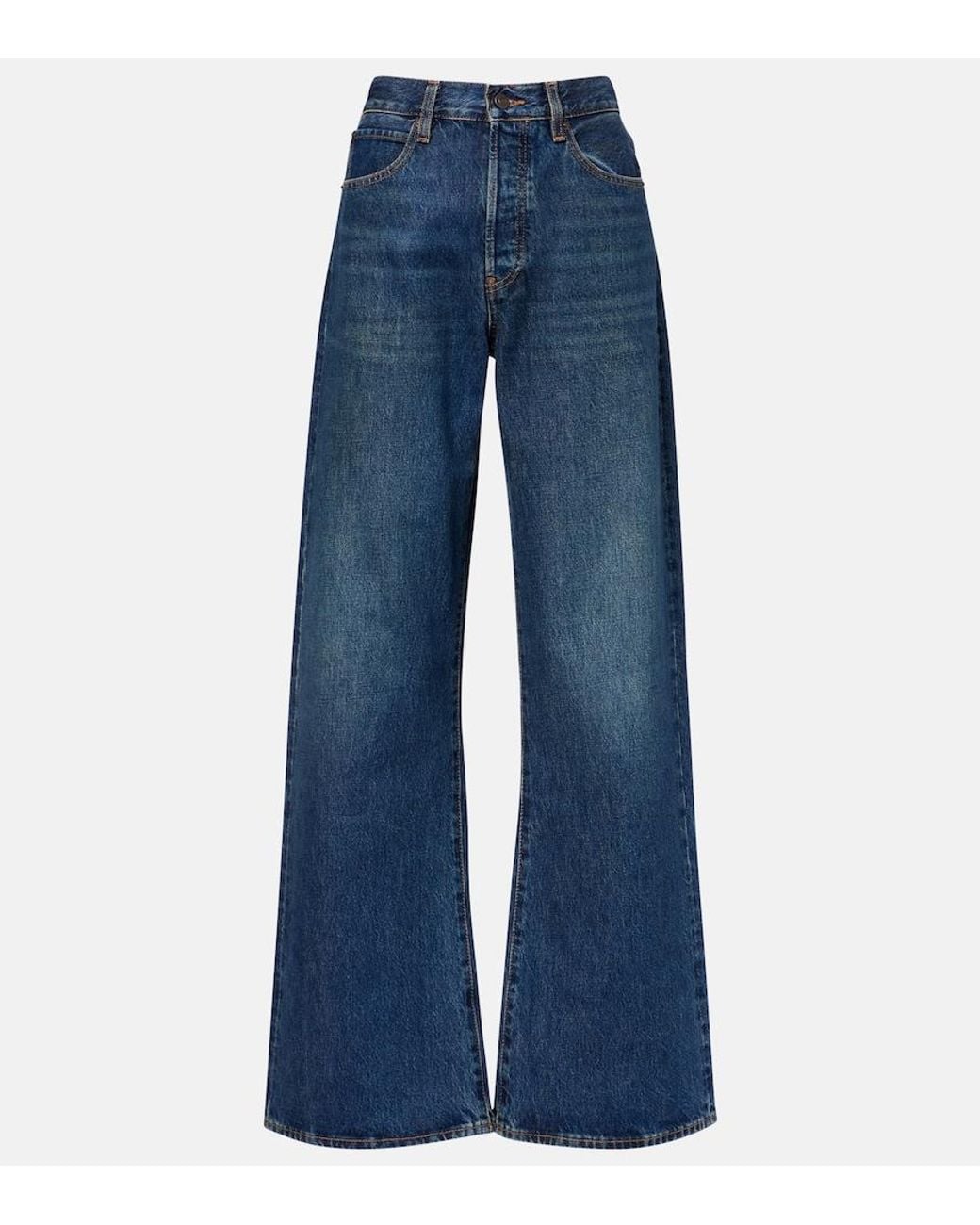 FRAME Blue Loose Low-Rise Wide-Leg Jeans
