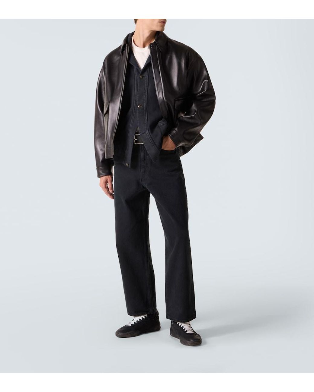 A.PRESSE Black High-Rise Wide-Leg Jeans for men