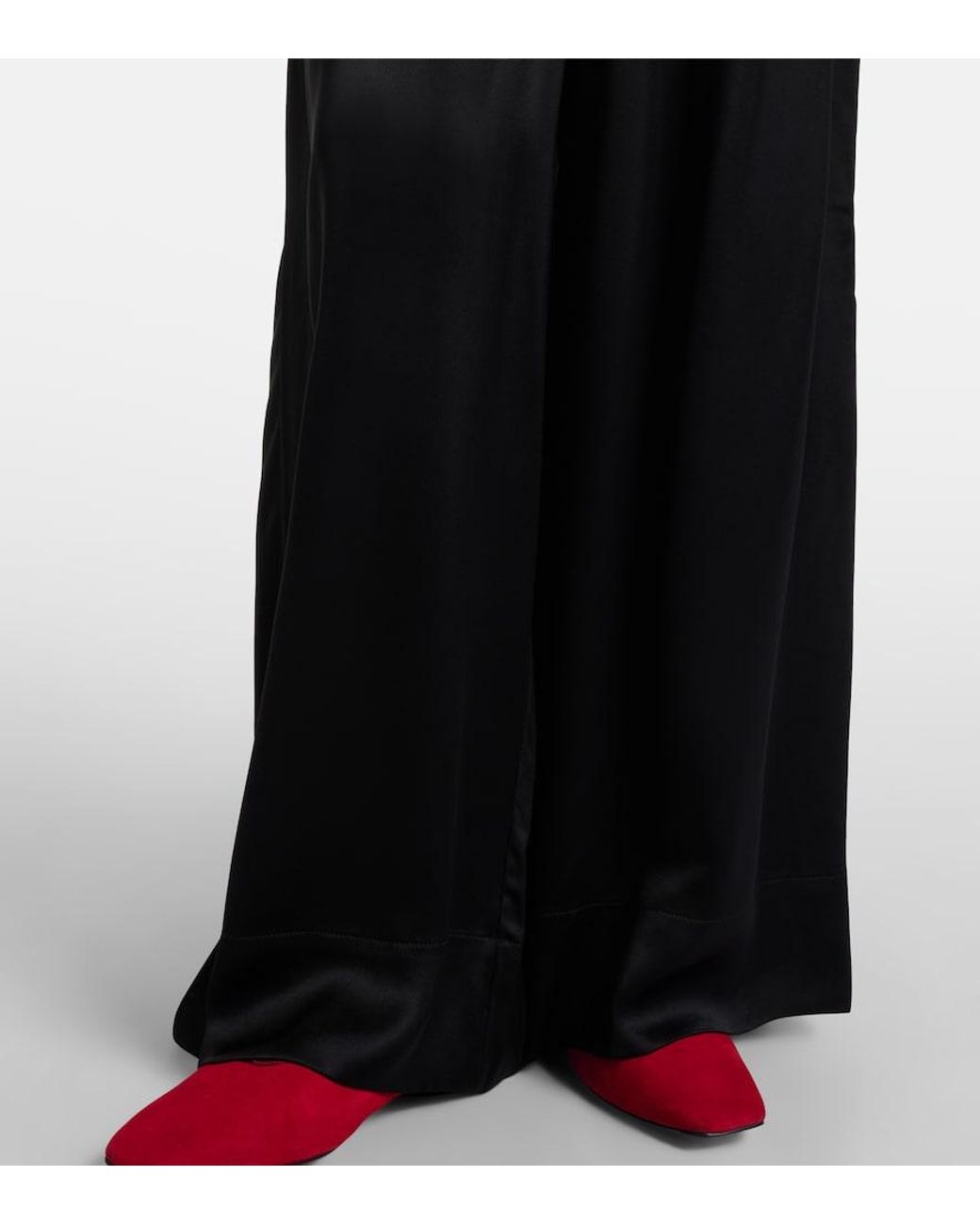 Totême Black Satin Wide-Leg Pants