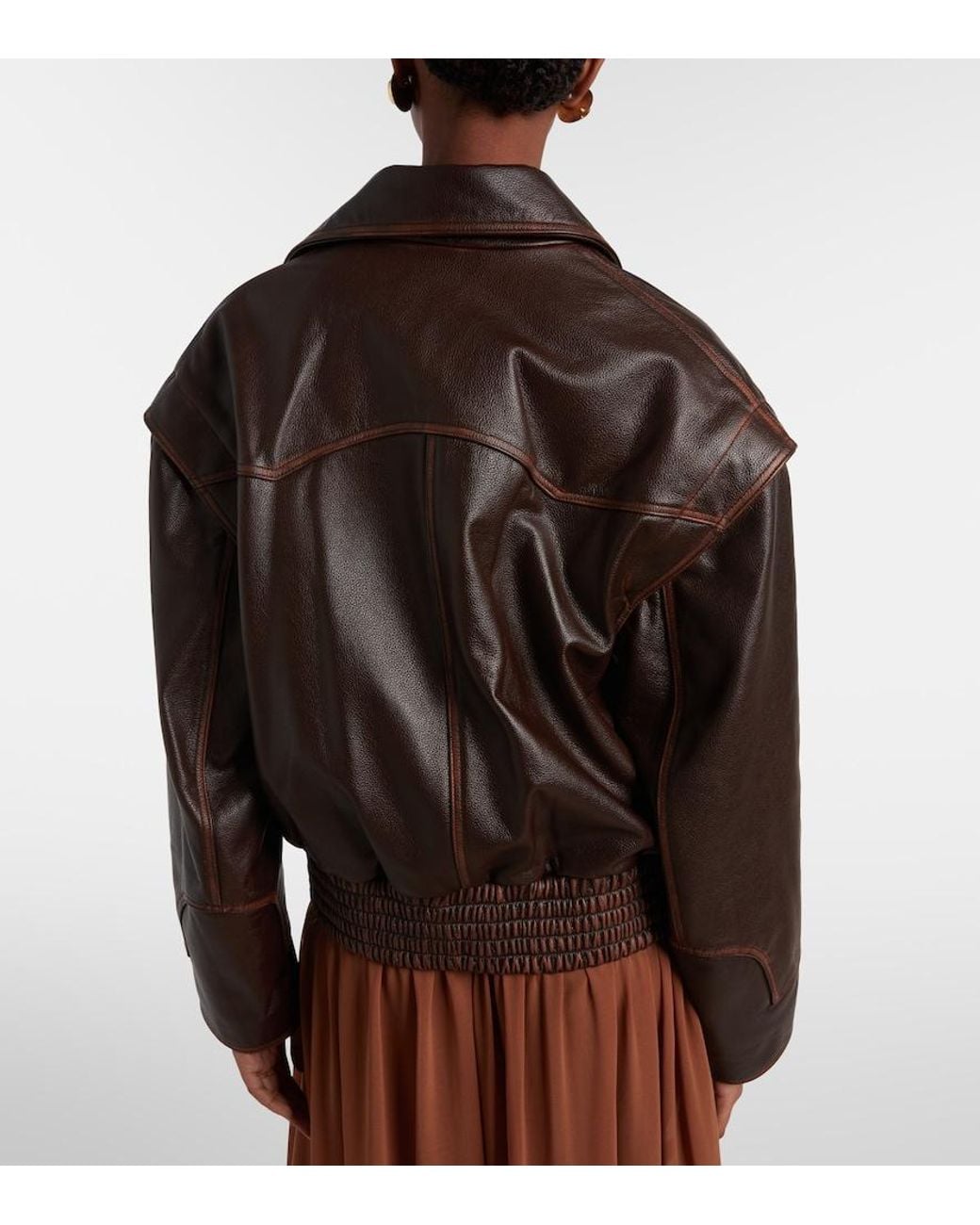 JACQUES WEI Brown Leather Biker Jacket