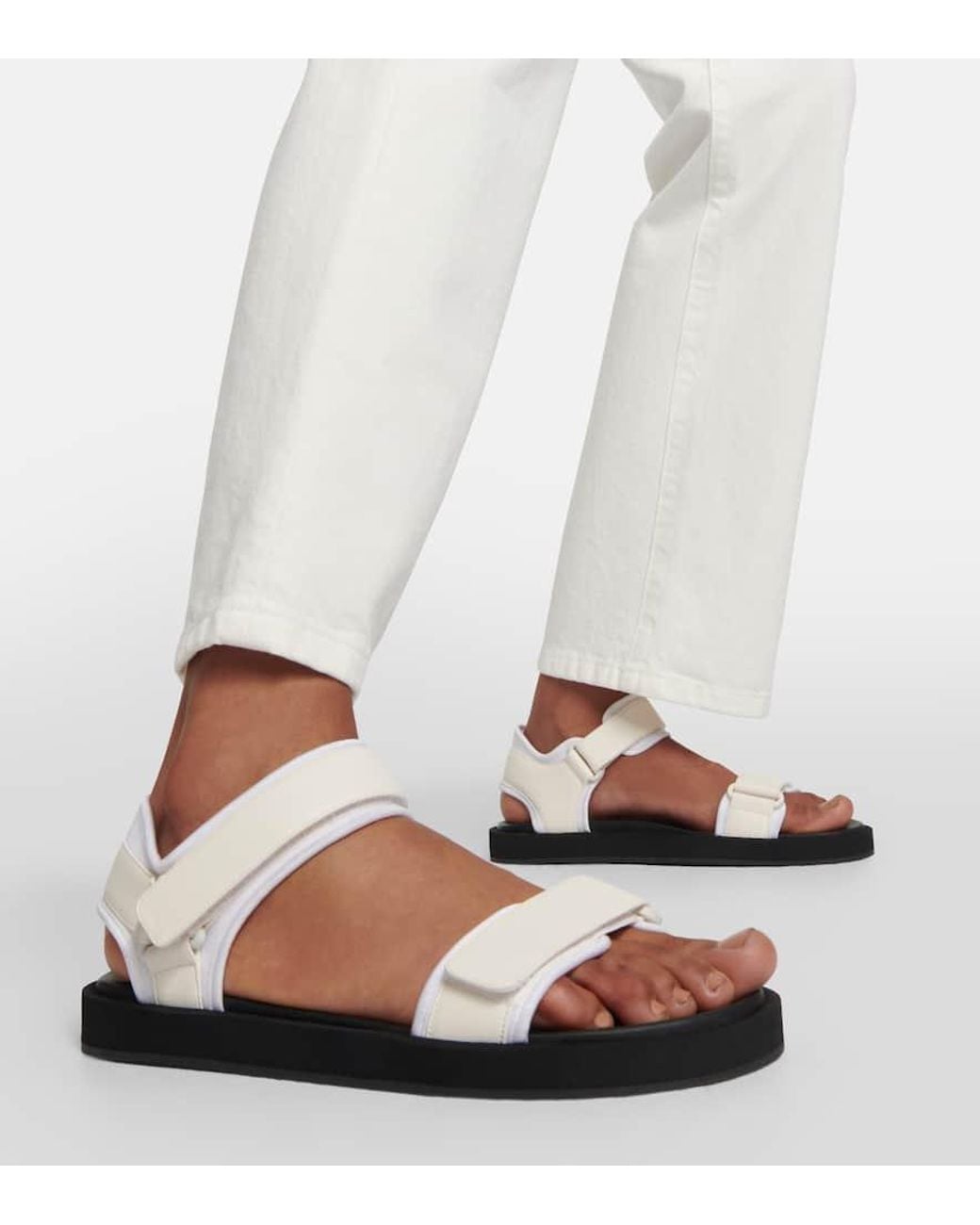 The Row Black Sandalen Hook And Loop Mit Leder