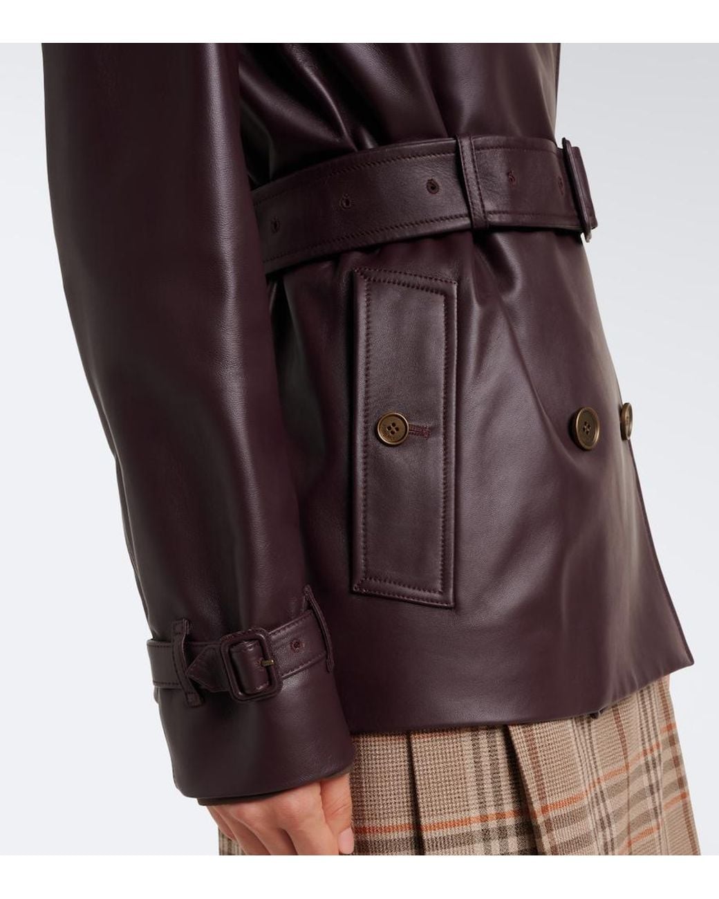 Burberry Purple Leather Trench Coat