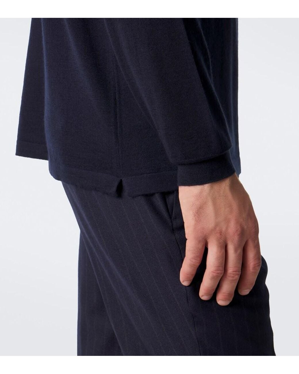 Thom Sweeney Blue Cashmere And Silk Turtleneck Sweater for men