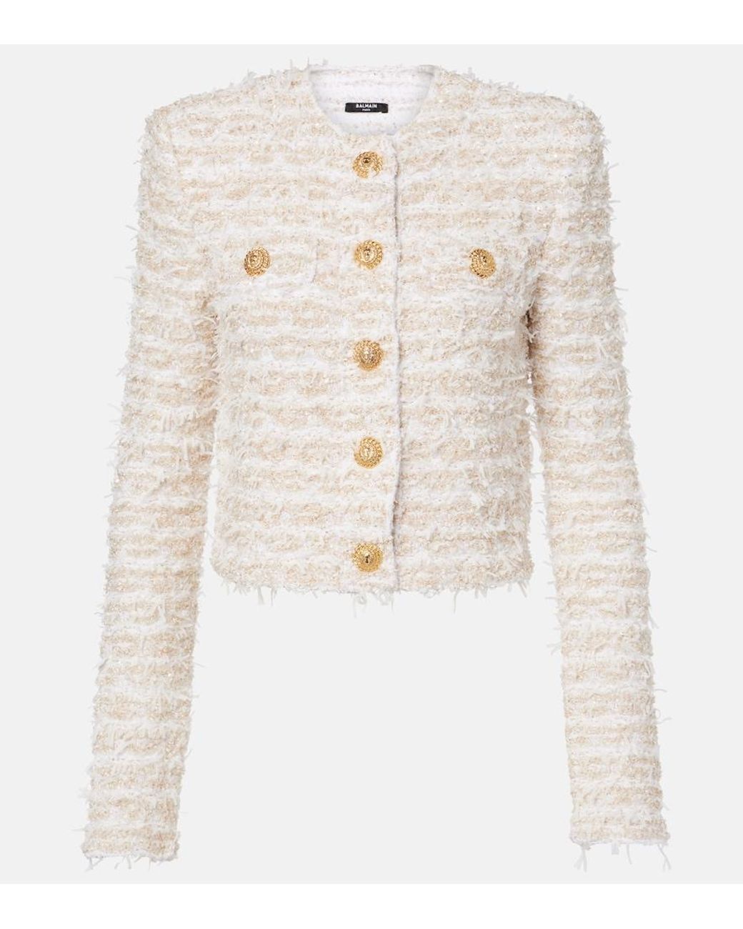 Balmain Natural Tweed Cropped Jacket