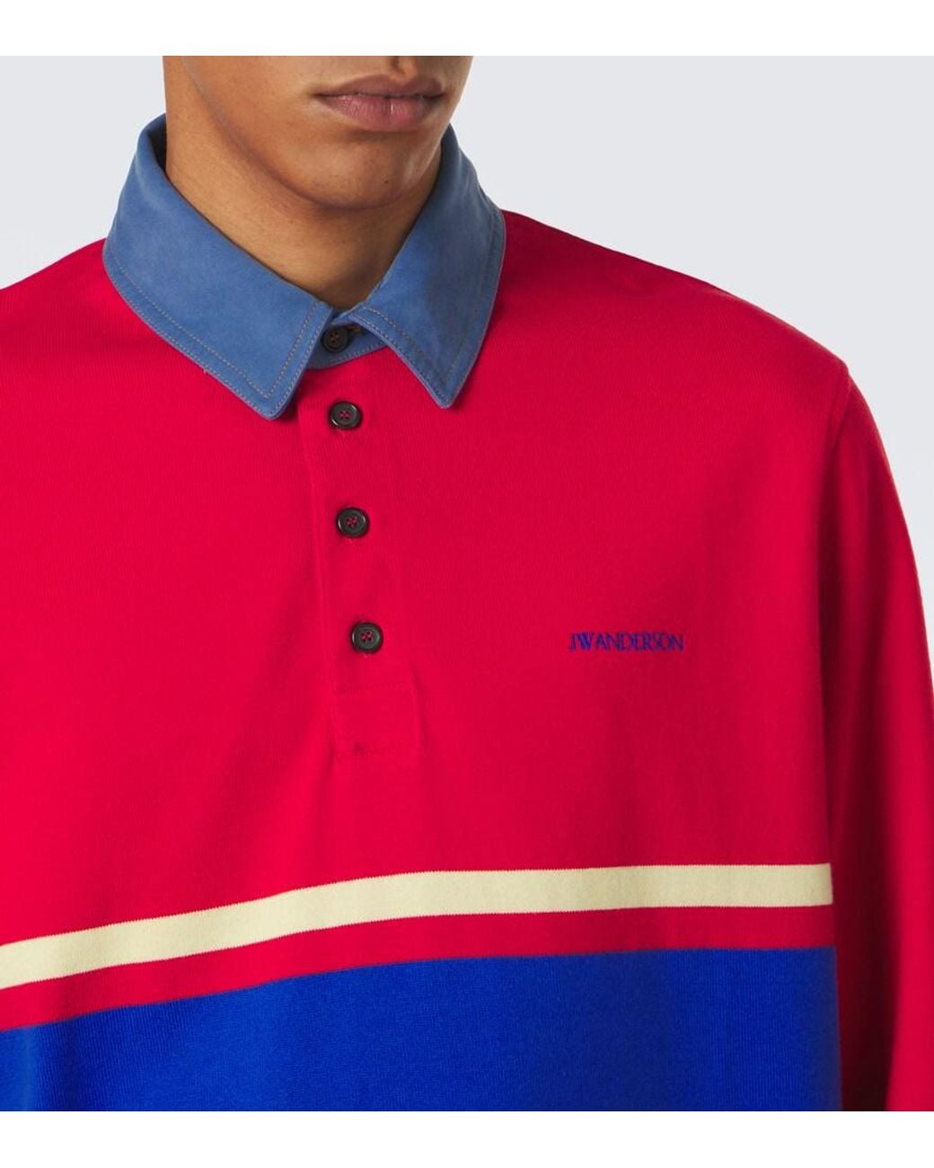 J.W. Anderson Red Paneled Cotton Jersey Polo Shirt for men