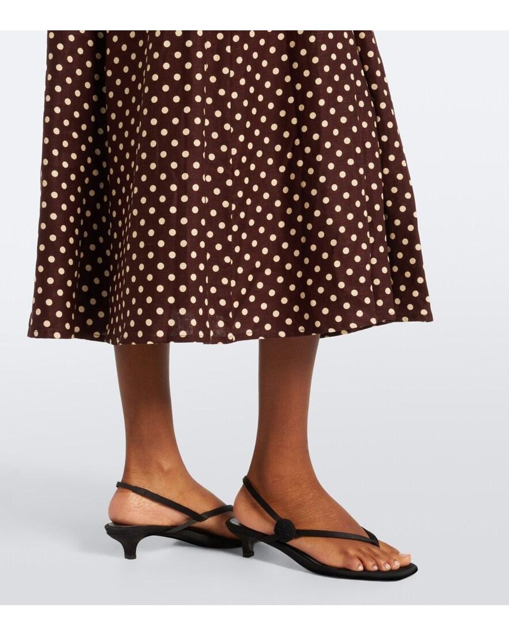 Faithfull The Brand Purple Esme Polka-Dot Linen Midi Dress