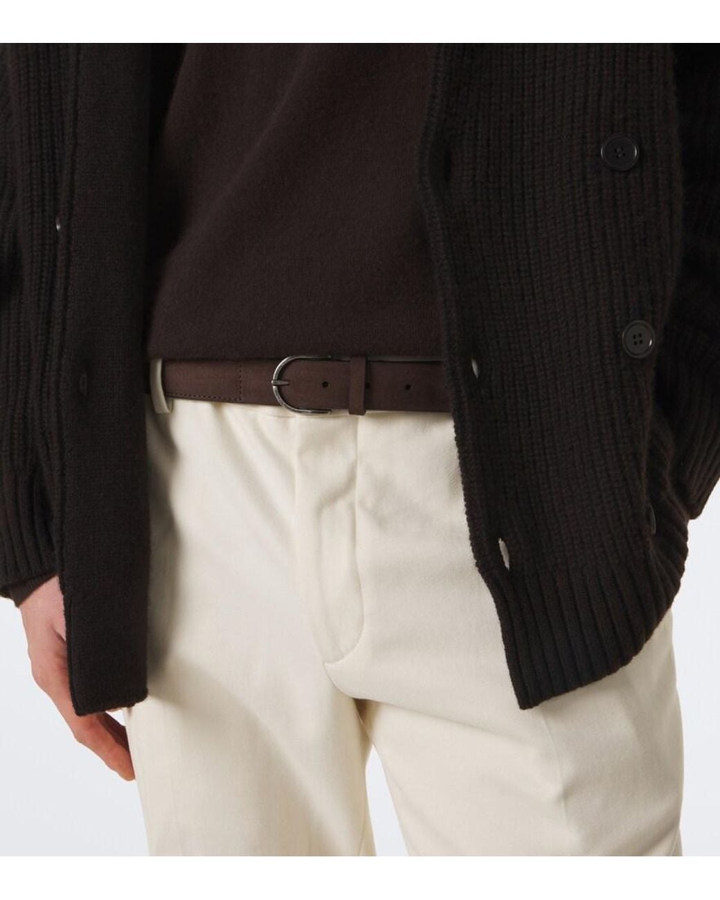 Giorgio Armani Brown Leather And Suede Belt for men