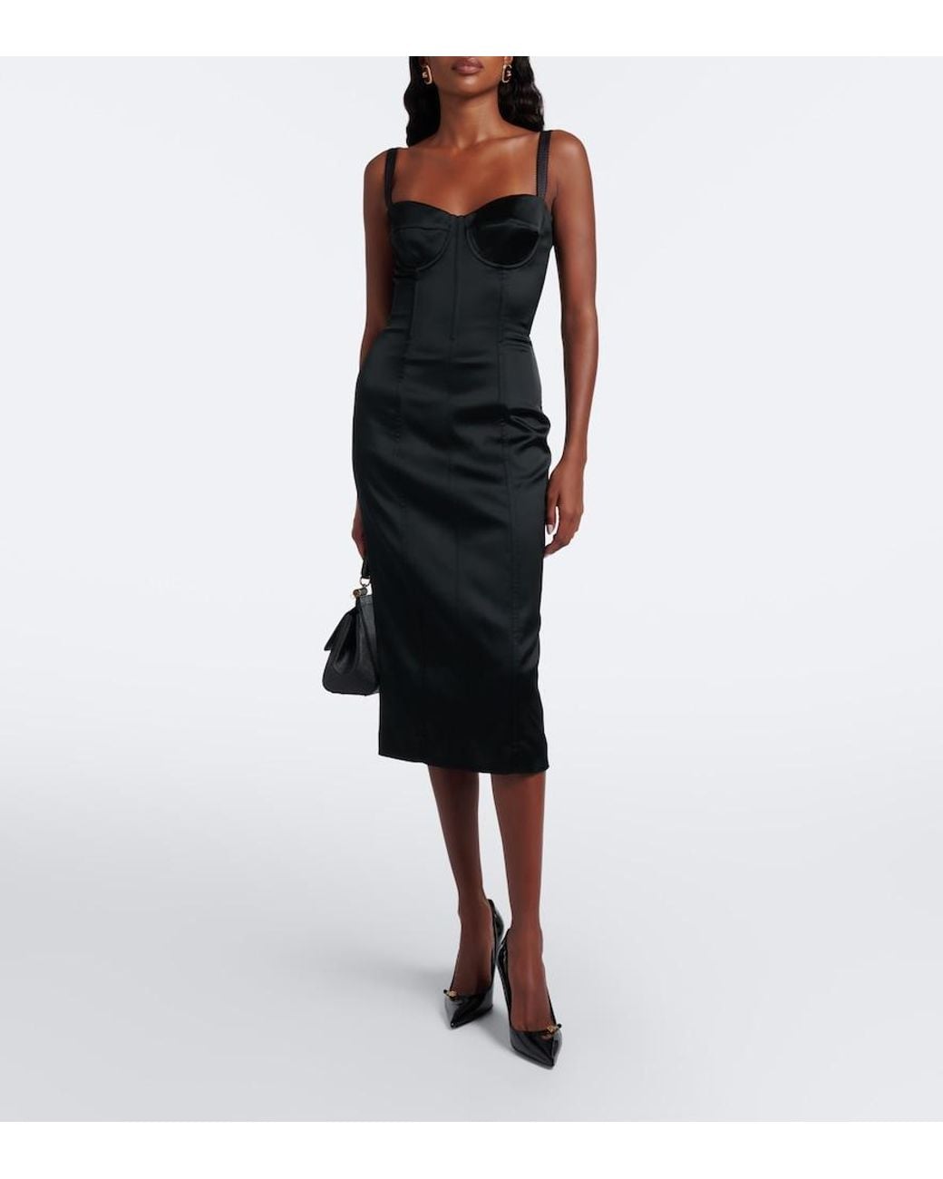Dolce & Gabbana Black Satin Corset Dress