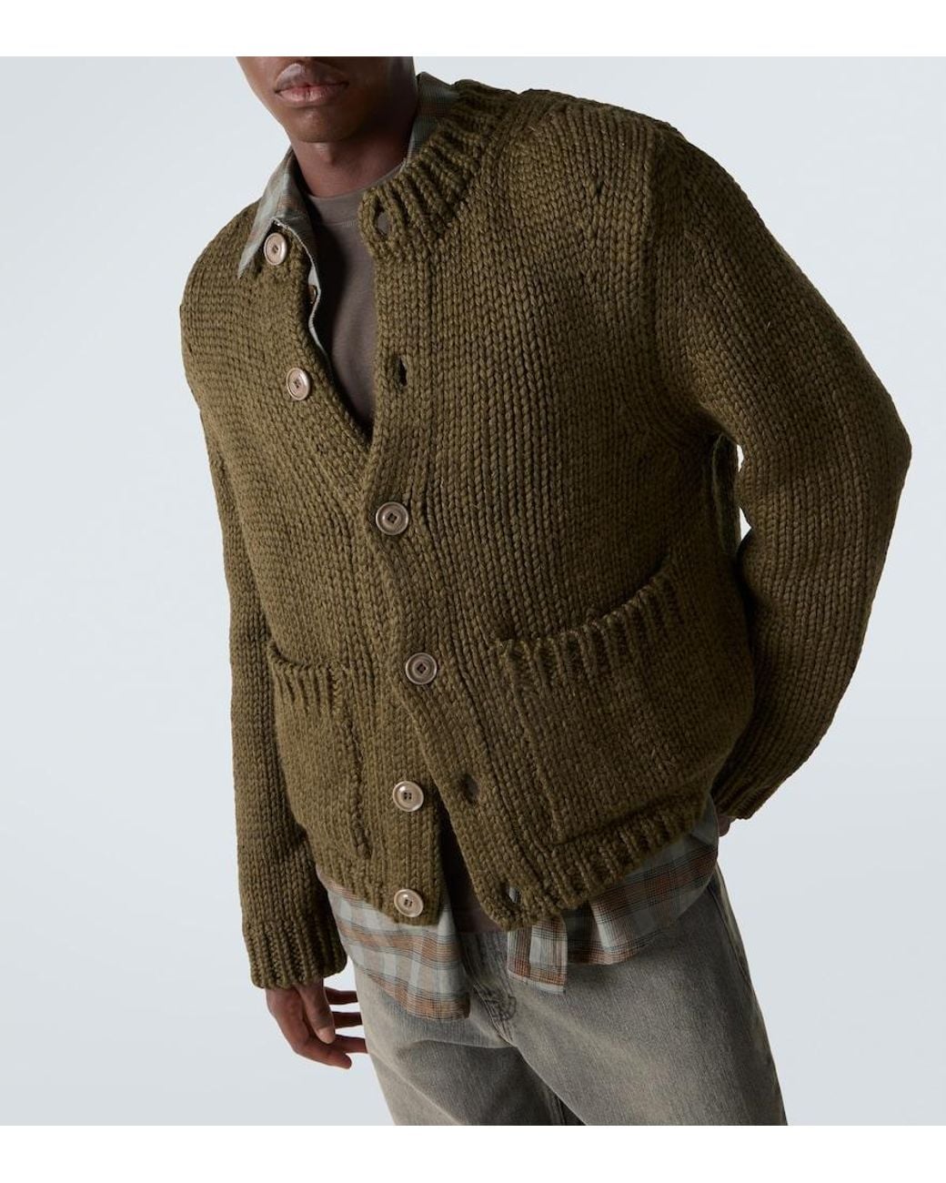 Our Legacy Green Over Wool And Alpaca Cardigan for men