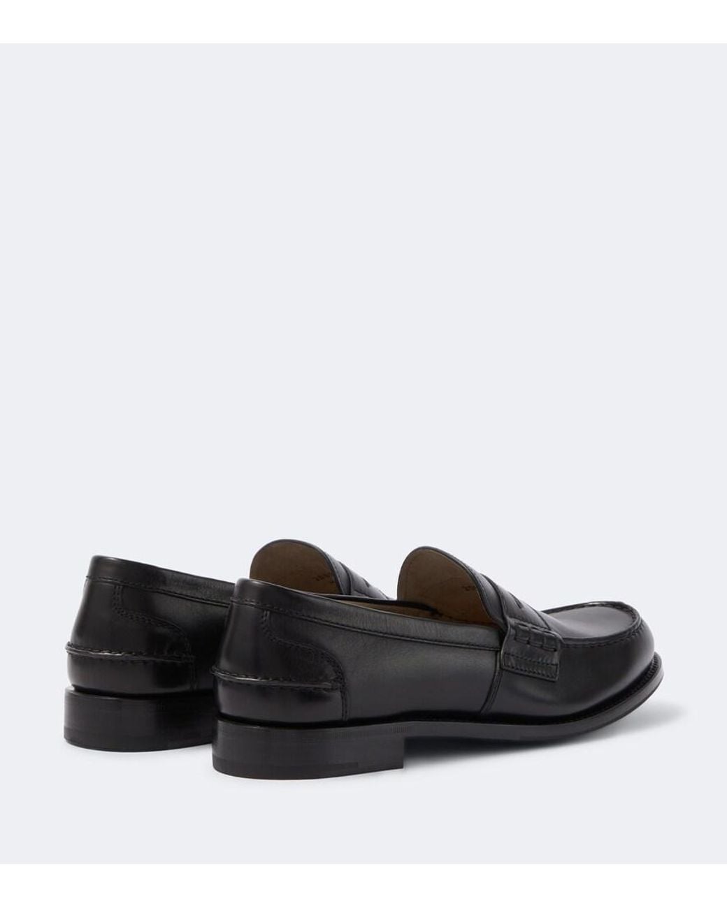 Prada Black Leather Penny Loafers for men