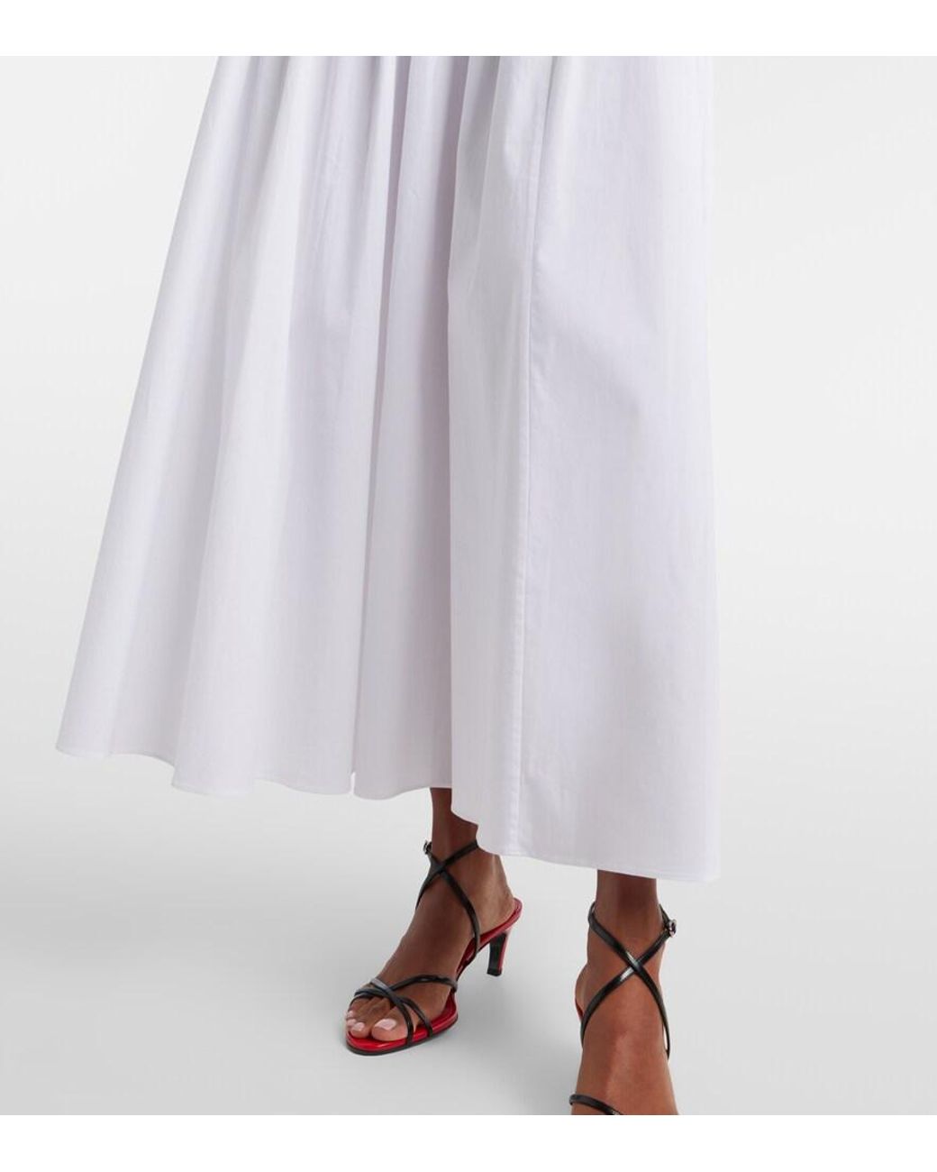 Staud White Procida Cotton Poplin Maxi Skirt