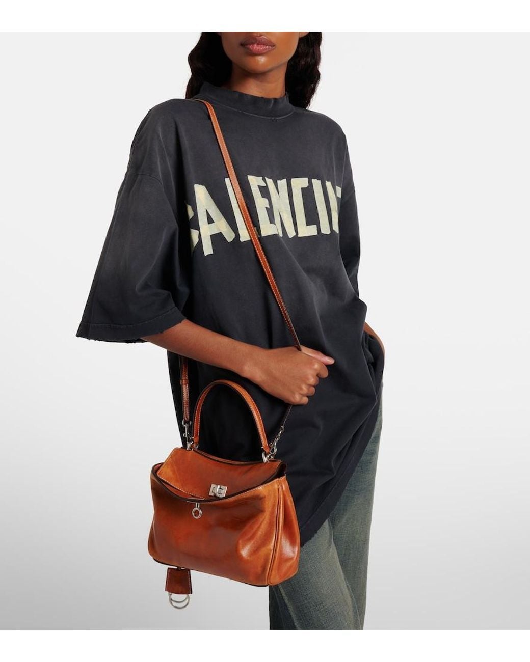 Balenciaga Brown Rodeo Mini Leather Top-Handle Bag