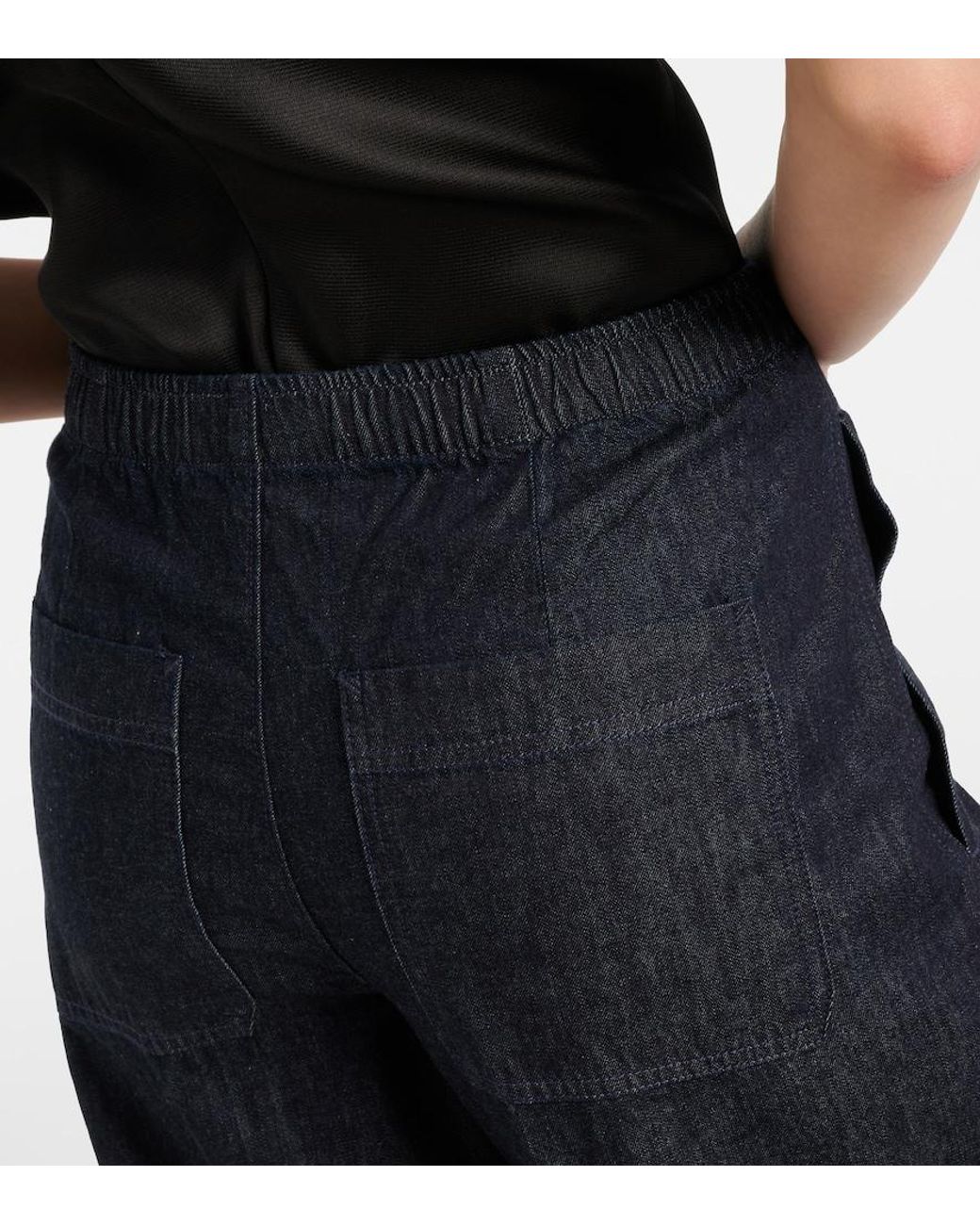 Vince Blue Low-Rise Cotton Twill Wide-Leg Pants