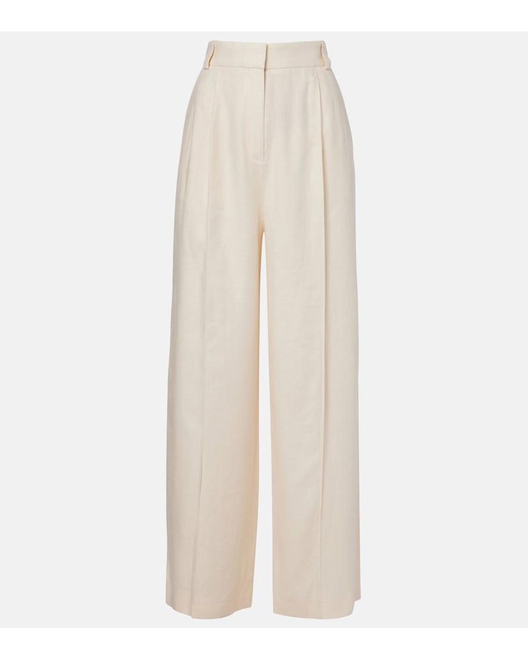 Loro Piana White Lodger Linen And Wool Wide-Leg Pants