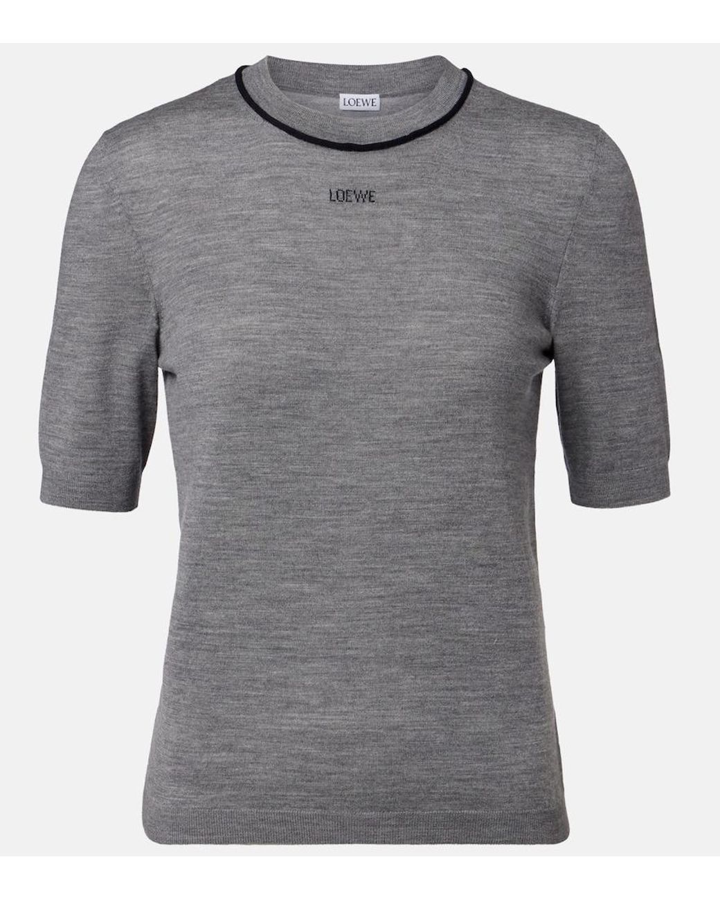 Loewe Gray Logo Wool Sweater